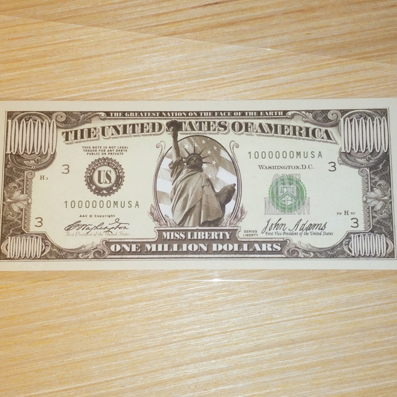$1000000 Dollar Bill Miss Liberty For Gifts and Fun - Picture 3 of 6